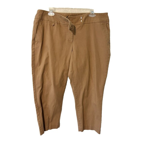 Talbots Women Pants 16W Brown Cotton Blend Straight Leg Signature Capri Pants‎ - Picture 1 of 6